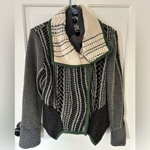 AIMEE G FREYDA JACKET BLAZER IN BLACK WHITE CREAM AND GREEN SIZE MED